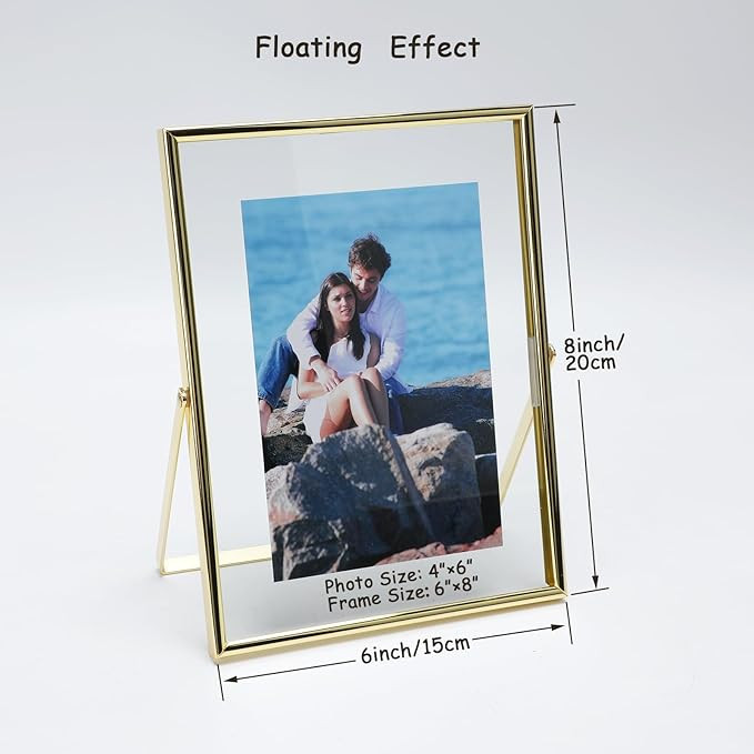 AhaGo Gold Floating Frame (6"x8", Vertical), For Picture 5x7, 4x6, 3x5, Tabletop Shelf Photo Fram... | Amazon (CA)