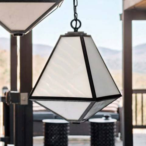 Glacier 14" Wide Black Charcoal Indoor-Outdoor Pendant Light - #40M71 | Lamps Plus | LampsPlus.com