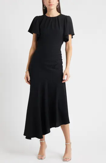 Chelsea28 Asymmetric Crepe Maxi Dress in Black at Nordstrom Rack, Size X-Small | Nordstrom Rack