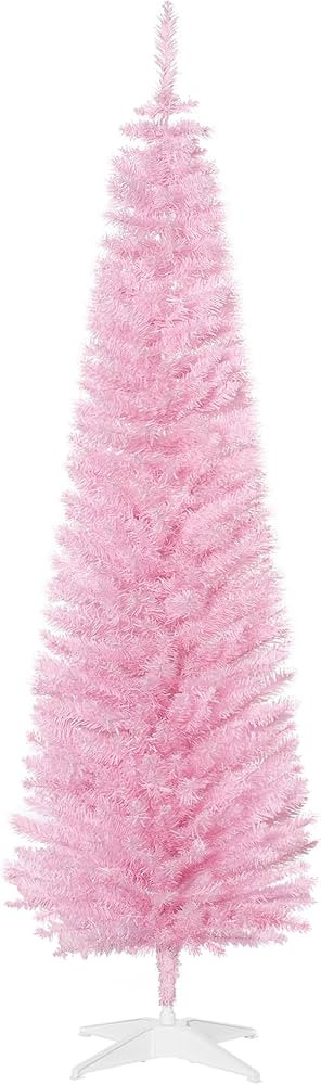 HOMCOM 6' Artificial Pencil Christmas Tree, Slim Xmas Tree with 390 Realistic Branch Tips and Pla... | Amazon (US)
