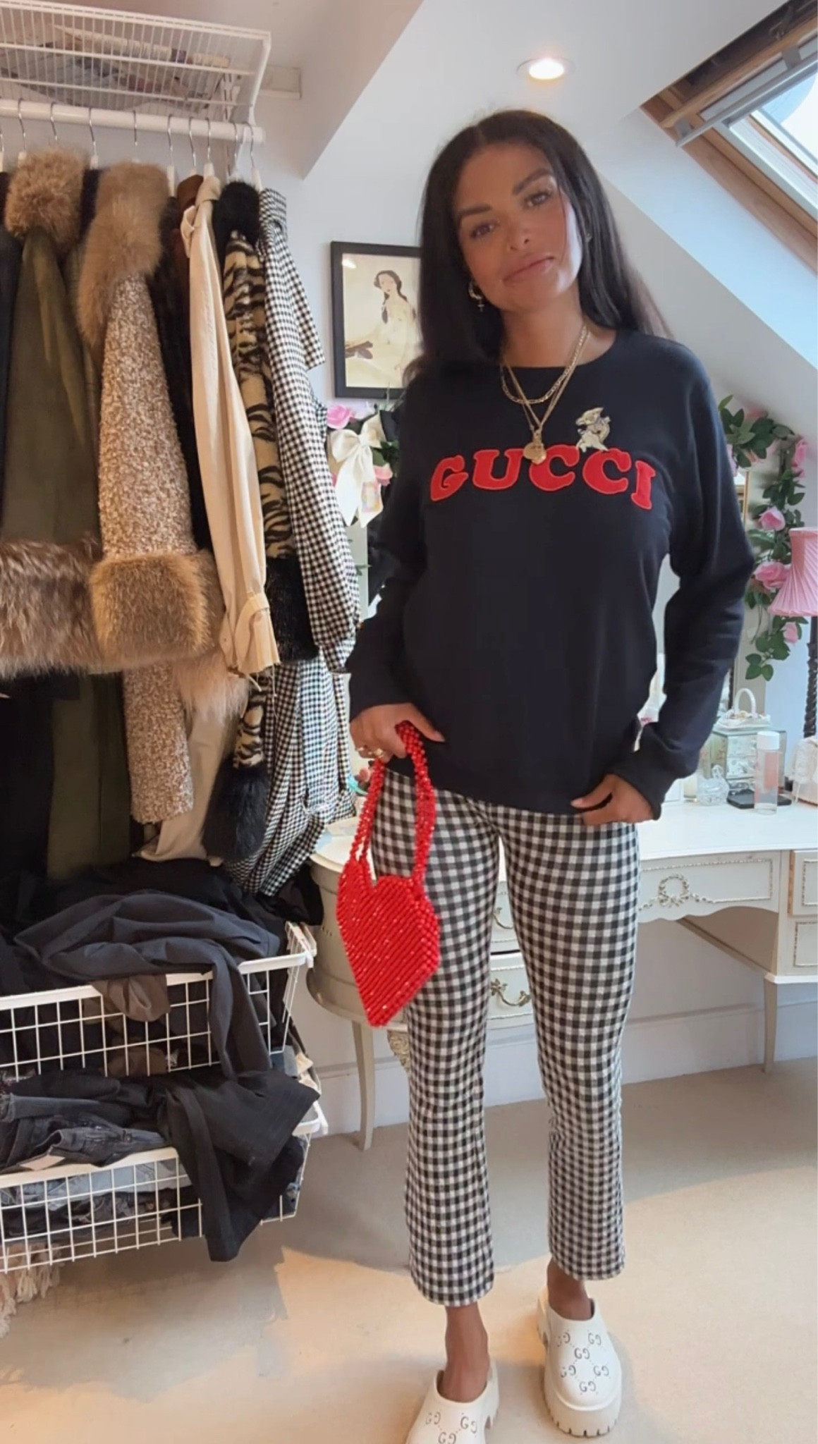 Autumn outfits, Gucci sweater, cropped flares, beaded bag, Gucci clogs, monochrome, transitional outfits 

#LTKshoecrush #LTKSeasonal