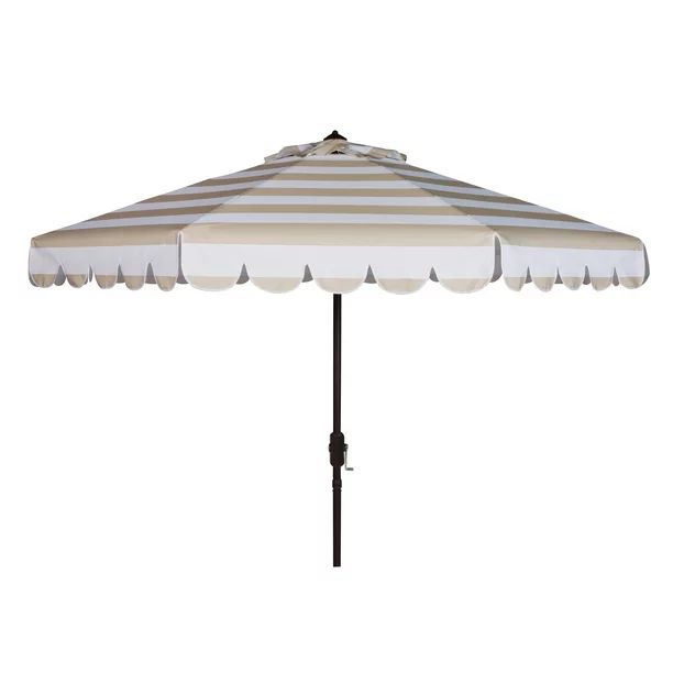 SAFAVIEH Outdoor Collection Maui Single Scallop 9-Foot Umbrella Beige/White | Walmart (US)