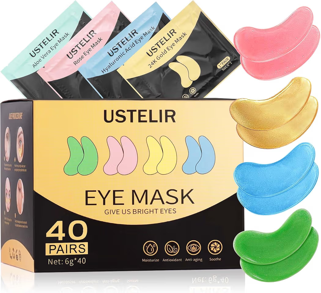 Under Eye Patches for Wrinkles, 40 Pairs Eye Mask for Dark Circles, Puffy Eyes, Undereye Bags, Ey... | Amazon (US)