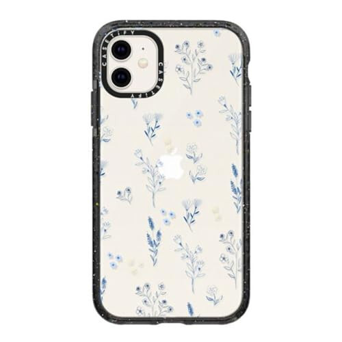 CASETiFY Impact Case for iPhone 11 - Small Blue Flowers - Clear Black | Amazon (US)