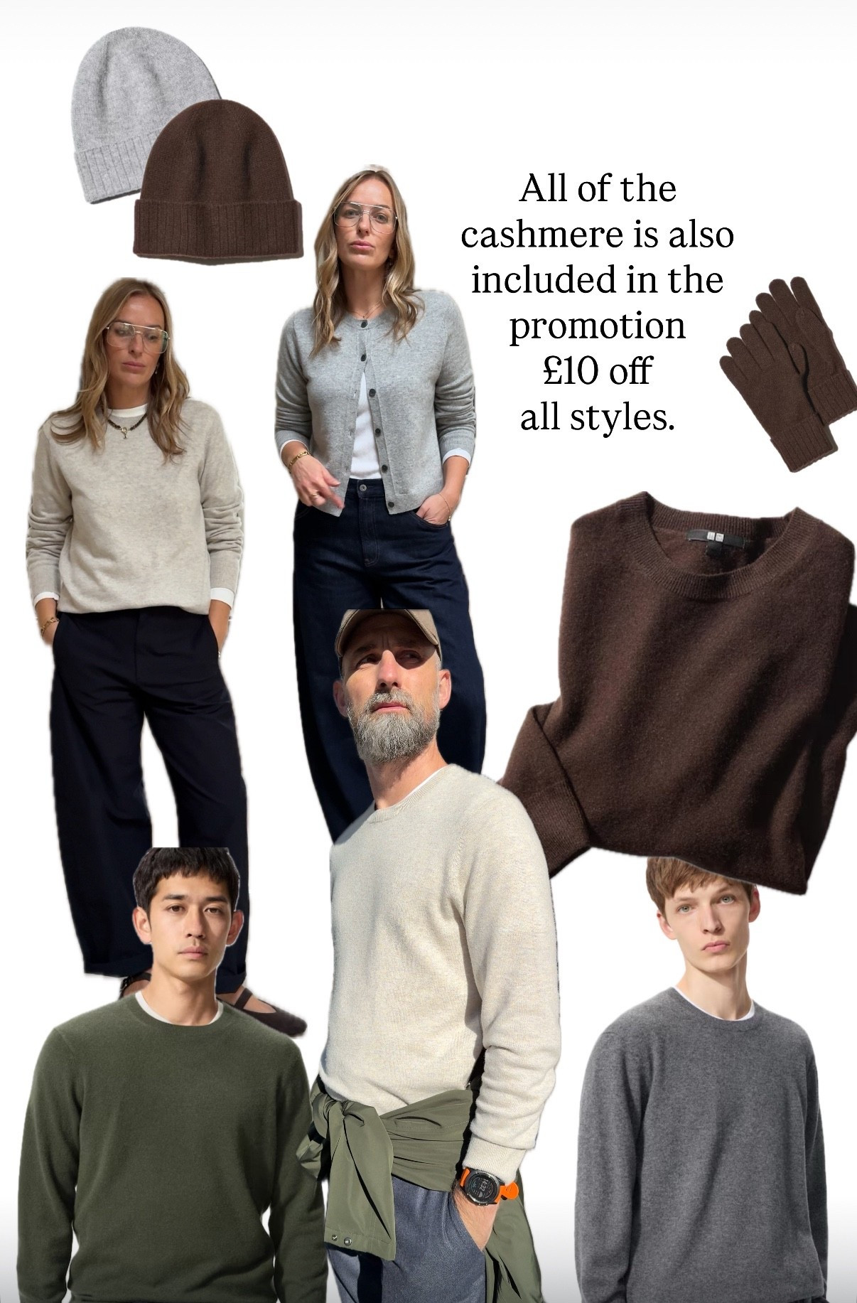 All of the Uniqlo cashmere has £10 off just now …. 
I wear the large in the women’s styles and medium in the men’s cashmere. 
The hat is such a great shape - I’ve been recommending it for years . 
Great gifts 🎁 

#LTKCyberWeek #LTKsale #LTKgiftguide