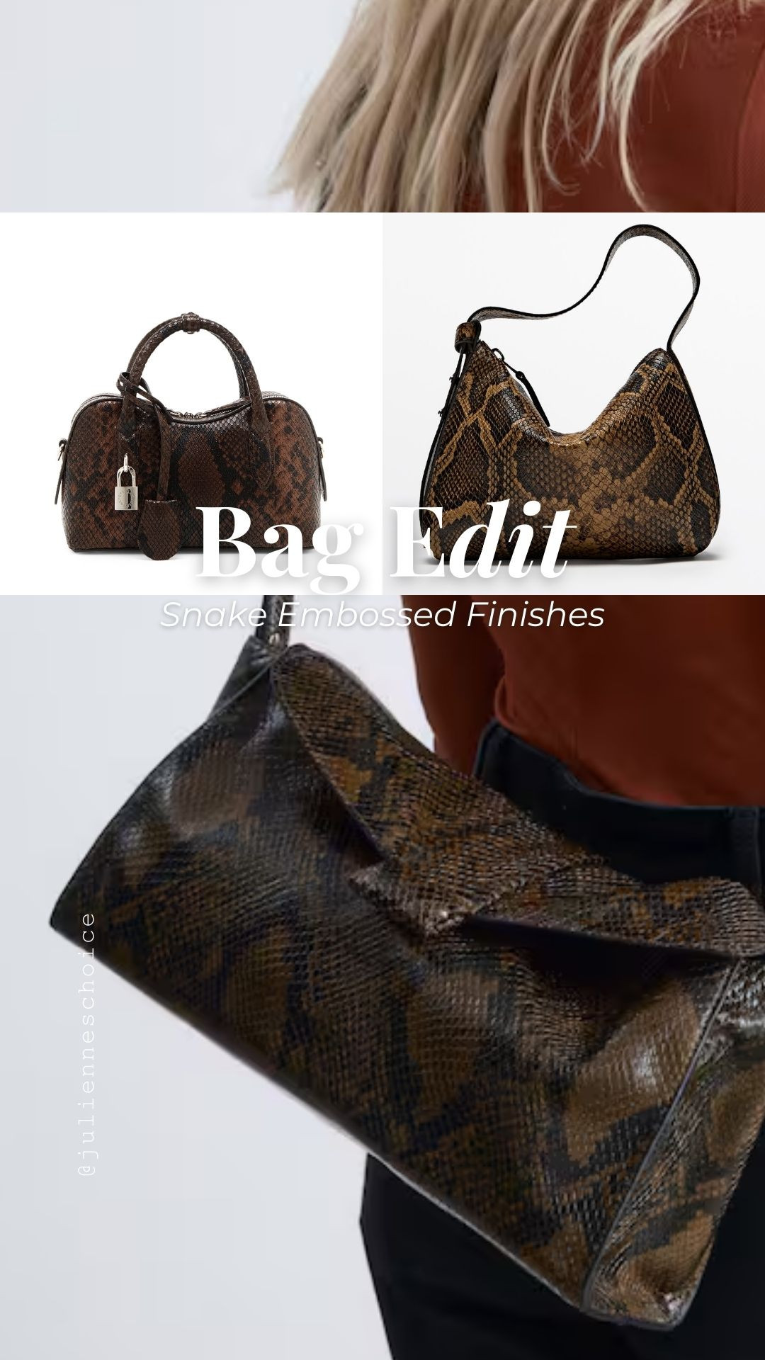 👜 FW 2025 Bag Edit ✨
Croc-embossed totes, snake-print clutches, retro top handles, and chic vanity cases—this season’s luxury must-haves.✨julienneschoice

#BagTrends #SnakePrint #CrocBag #TopHandleBag #VanityCase #LuxuryStyle #FallWinter2025 

 #LTKStyleTip #LTKItBag