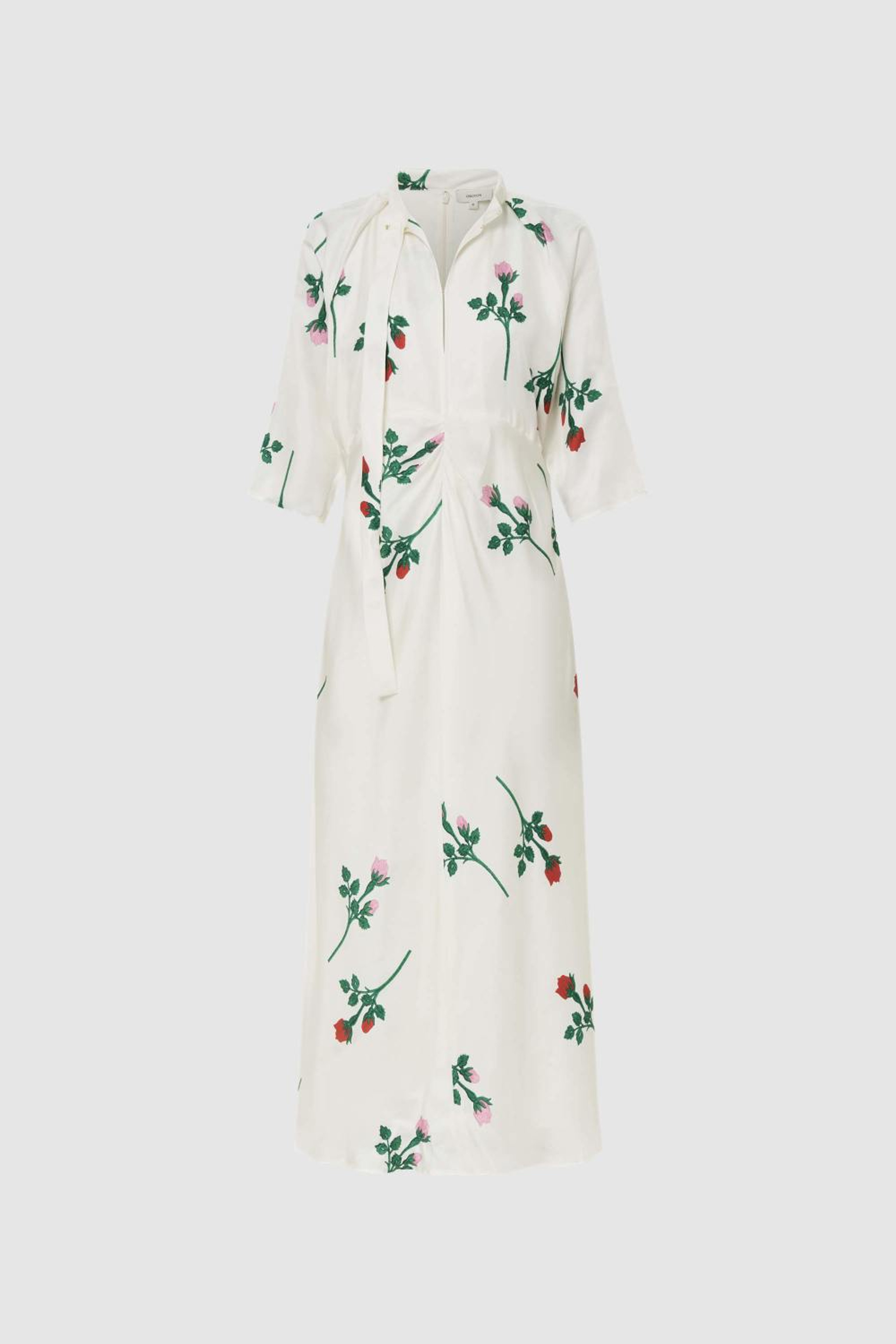 Rosebud Tie Neck Dress - Antique White | Oroton | Oroton