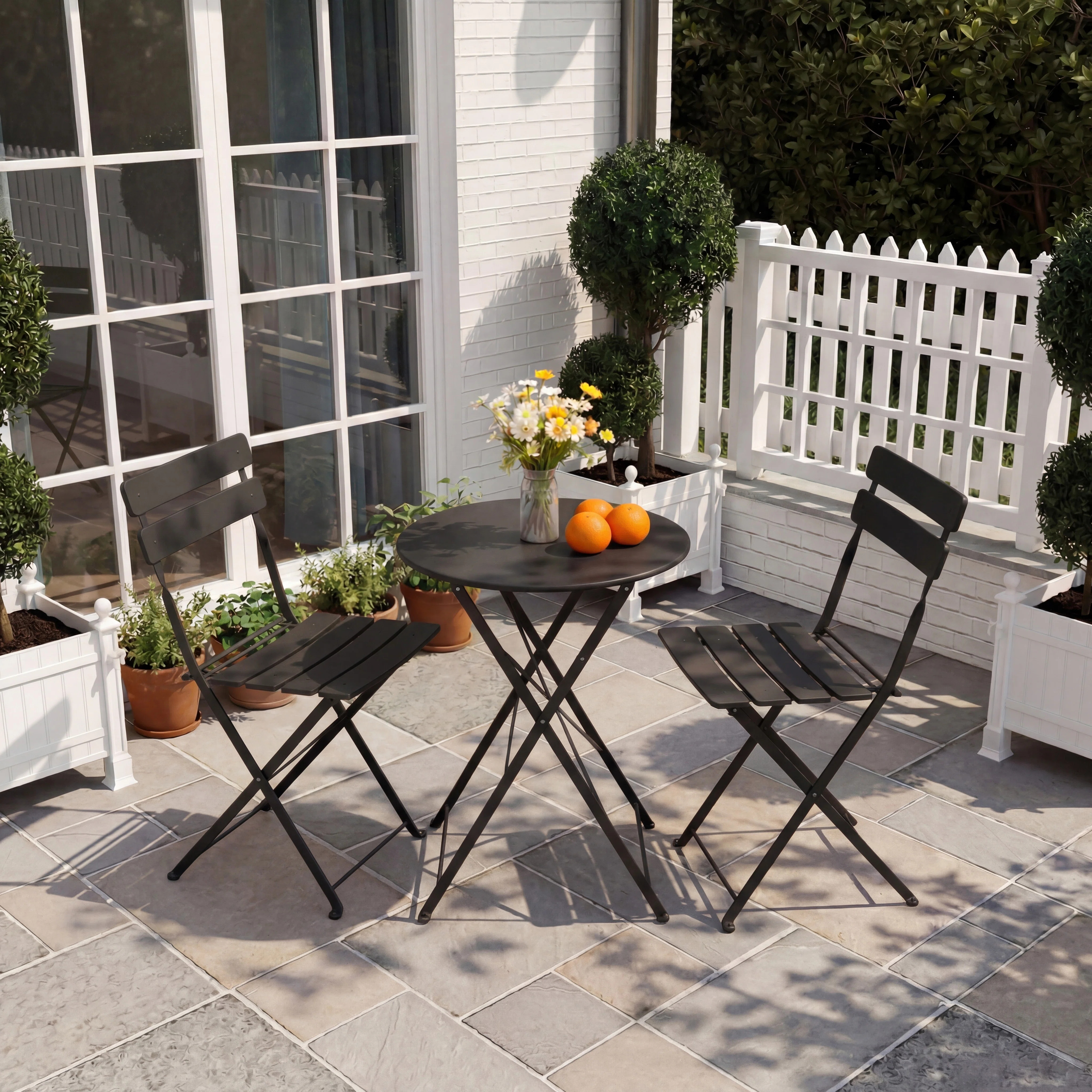 Winston Porter 3-Piece Outdoor Bistro Set – Folding Patio Table & 2 Chairs, No Assembly Required, Water-Resistant Metal Garden Conversation Set for Small Spaces, Balcony, Bistro, Easy Storage & Reviews | Wayfair | Wayfair North America