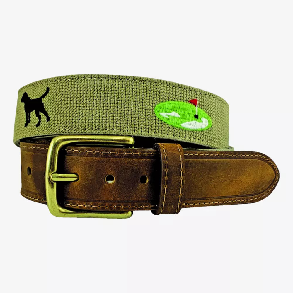 Black Lab And Golf Themed Needlepoint Men's Golf Belt | PGA TOUR Superstore