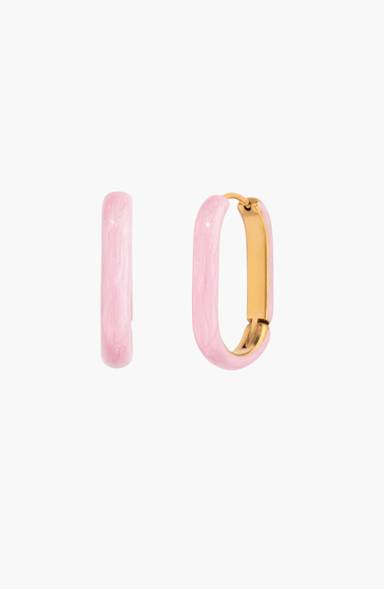 Oval Pink Enamel Hoop Earrings | Nordstrom