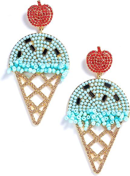 Tassel Hoop Earrings Fan Fringe Tassel Drop Earrings Boho Handmade Statement Earrings for Women a... | Amazon (US)