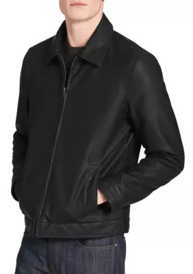 Tommy Hilfiger Men's Collar Faux Leather Jacket, Black, X-Large | Belk