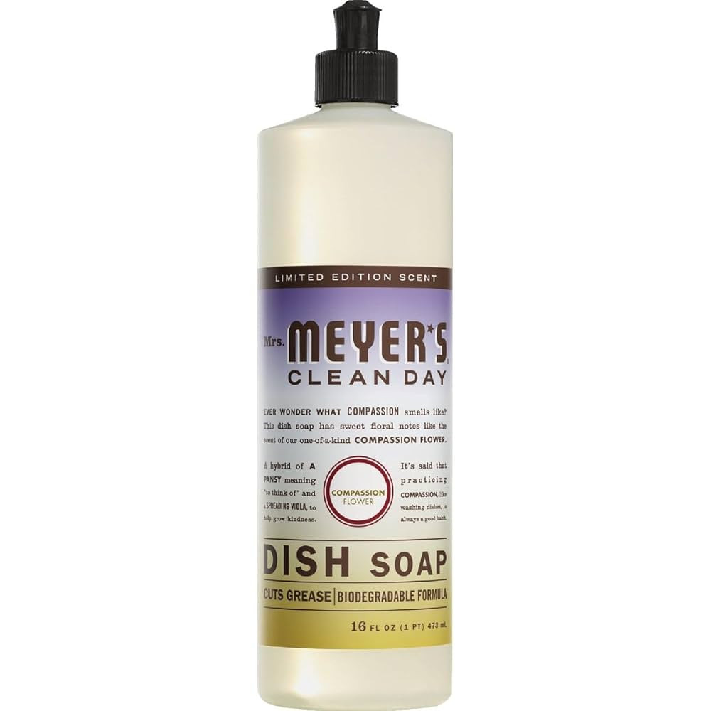 MRS. MEYER'S CLEAN DAY Liquid Dish Soap, Compassion Flower Scent, 16 Ounce Bottle | Amazon (US)