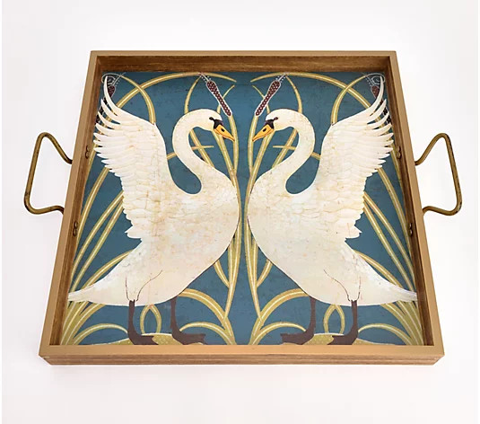 Cozy Cottage by Liz Marie 16"x16" Tray with Swan Motif - QVC.com | QVC
