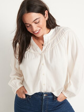 Oversized Crochet Pom-Pom Dolman-Sleeve Blouse for Women | Old Navy (US)
