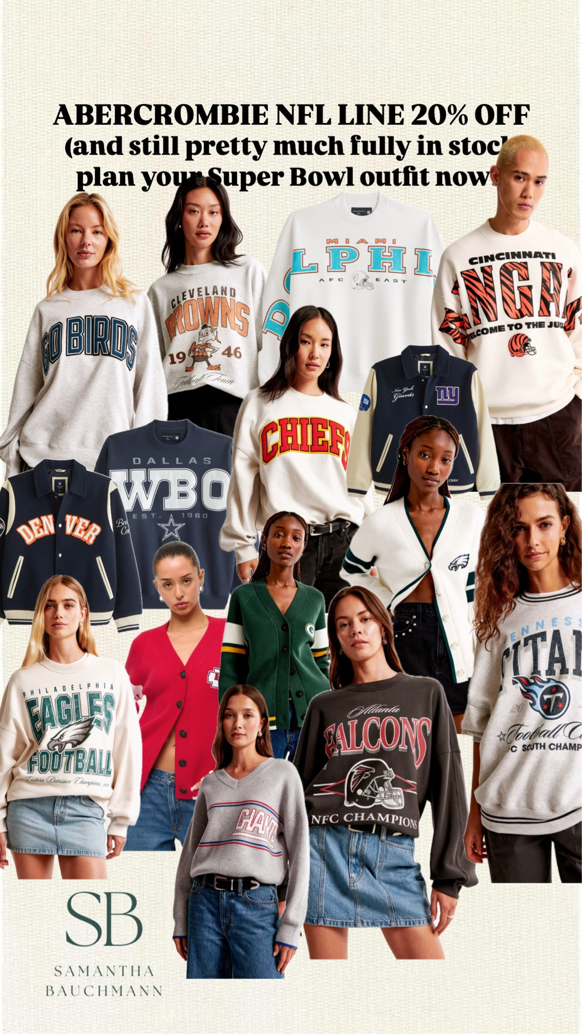 Abercrombie nfl line on sale for playoffs and Super Bowl🏈

Abercrombie, new arrivals, NFL line, crewnecks, athleisure, activewear, Super Bowl casual outfit idea, boy mom, mom of 4, Samantha Bauchmannn

#LTKSaleAlert #LTKSeasonal #LTKFindsUnder100