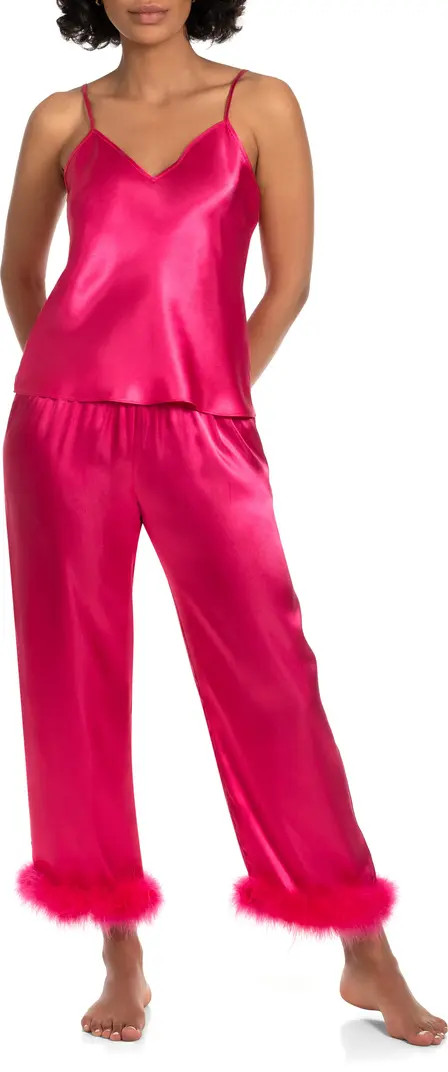In Bloom by Jonquil Hollie Feather Trim Satin Pajamas | Nordstrom | Nordstrom