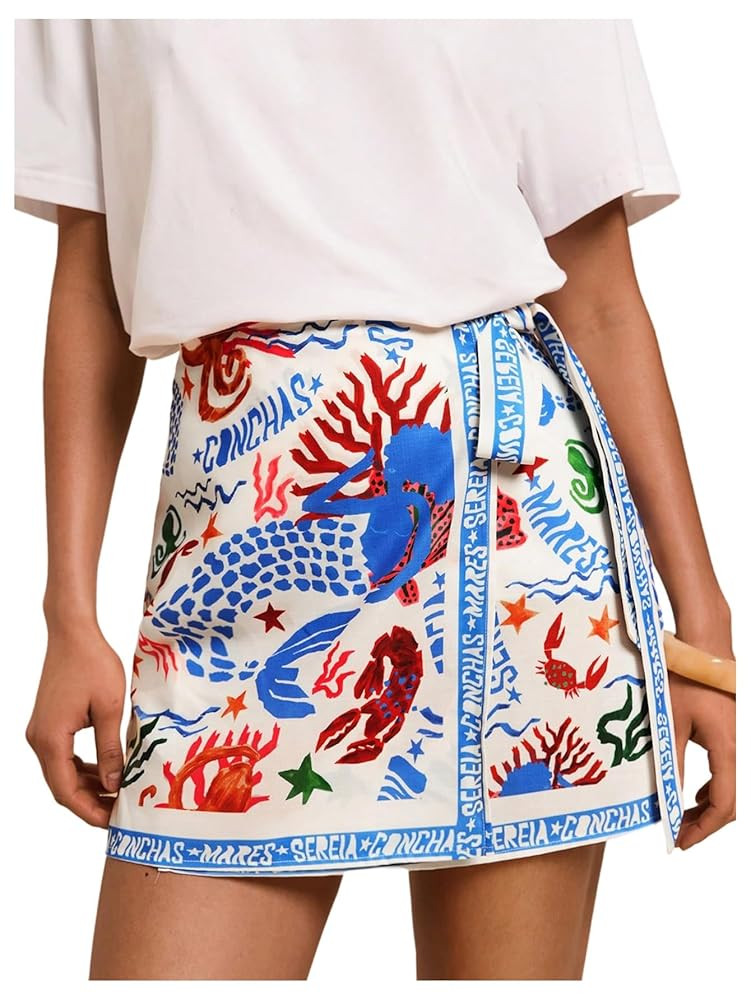 MakeMeChic Women's Wrap Skirt Skort Summer Linen Skirt Vacation Boho Mini Short Skirts | Amazon (US)
