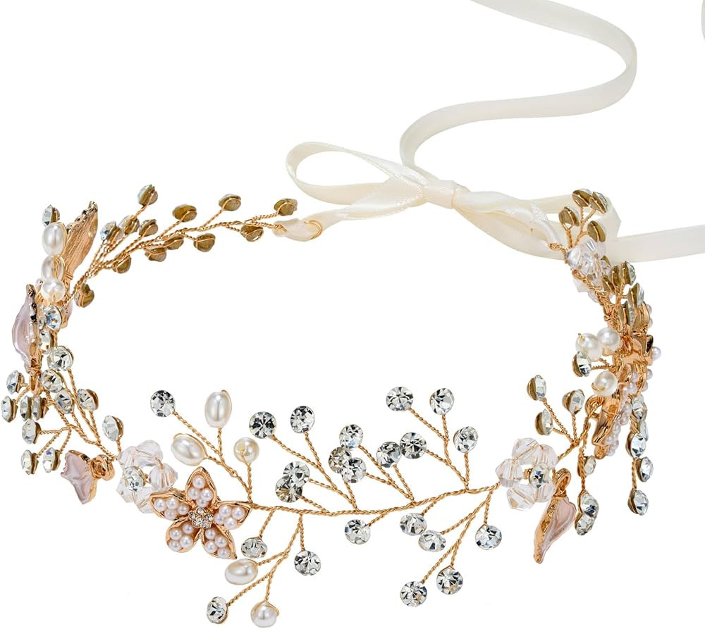 SWEETV Bridal Headband Wedding Headpiece for Bride Hair Accessories for Wedding Hair Pieces Cryst... | Amazon (US)