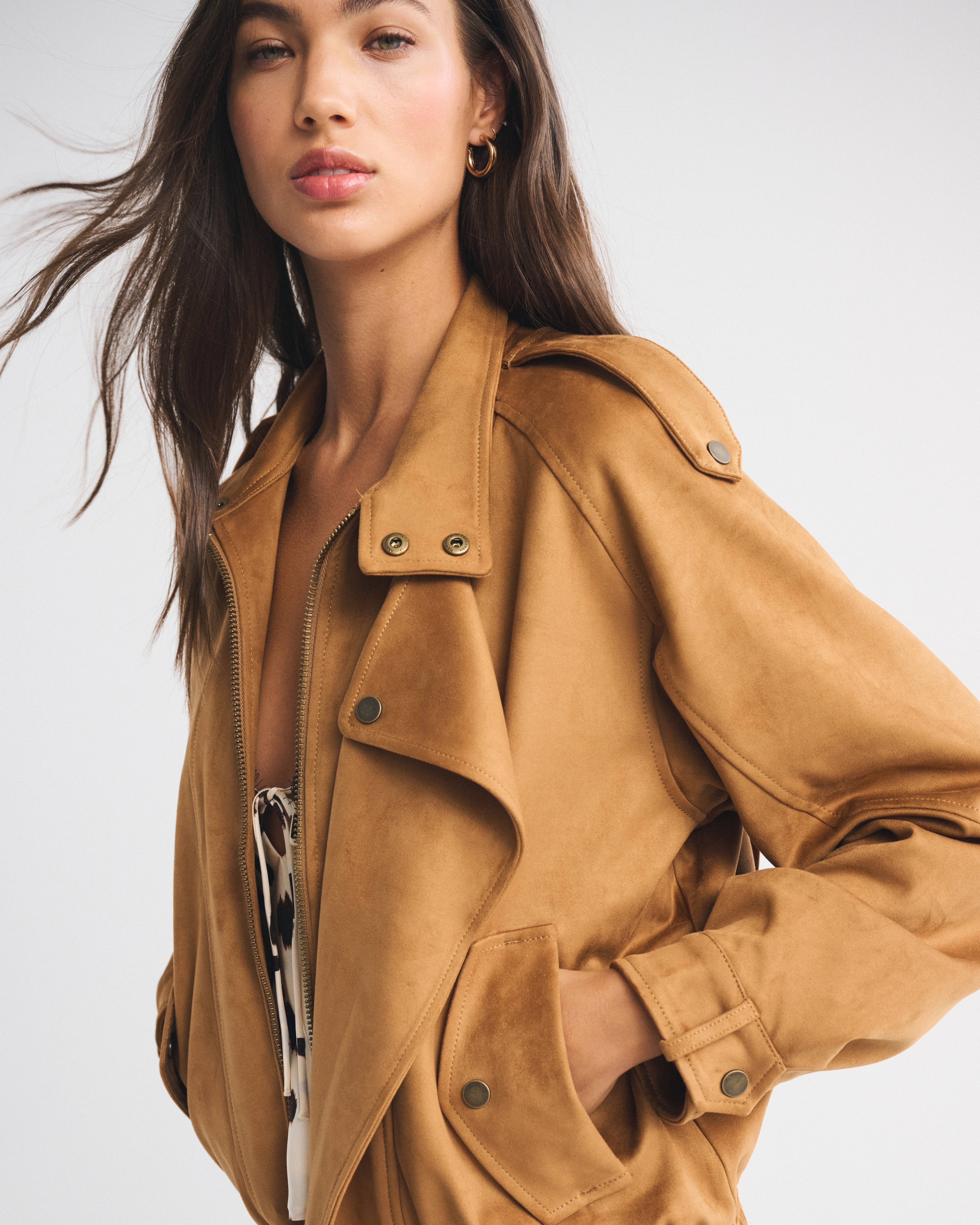 Vegan Suede Bomber Jacket | Abercrombie & Fitch (US)