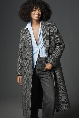 NVLT Chevron Long Double-Breasted Coat | Anthropologie (US)