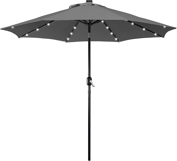 Yaheetech 9FT Solar Powered Patio Umbrella - UV Protection Market Table Umbrella w/ 32 LED Lights... | Amazon (US)