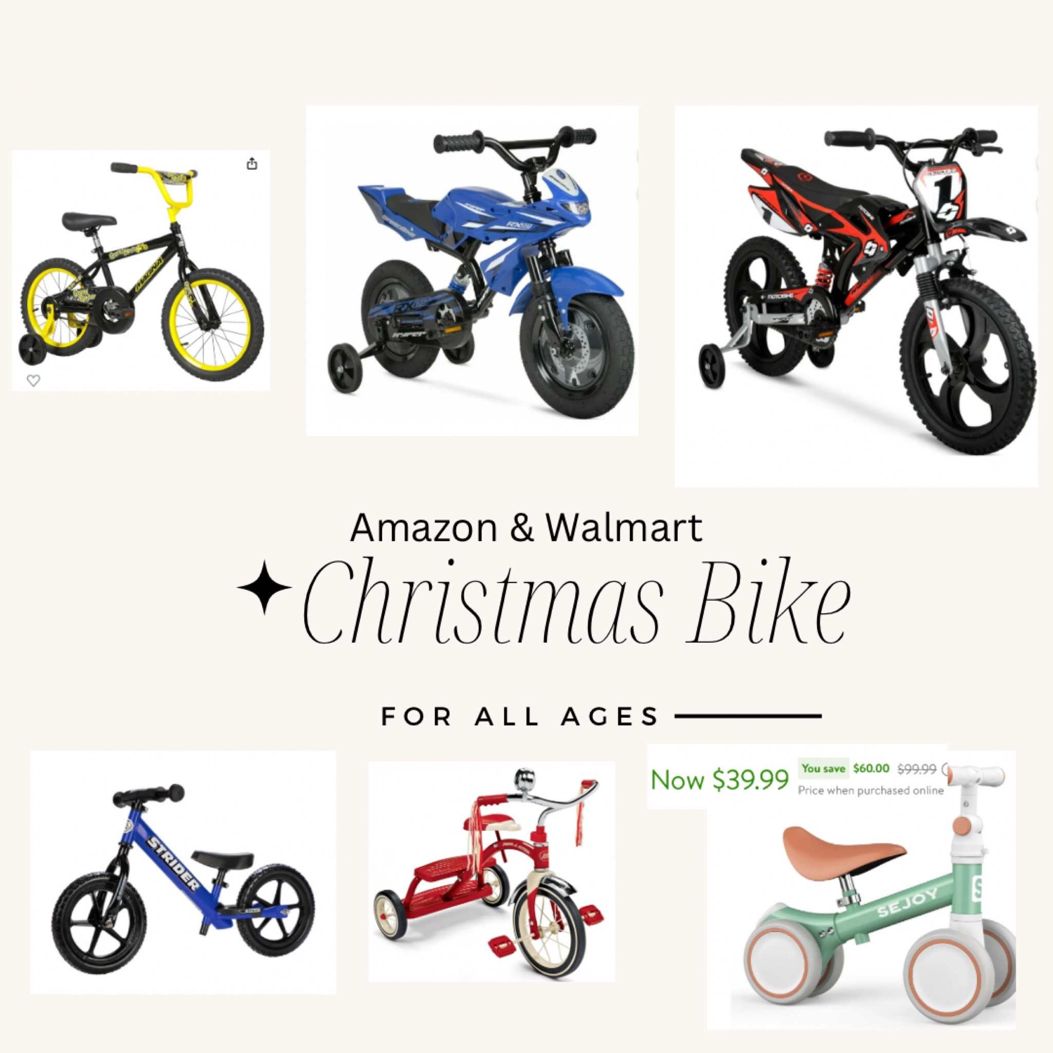 Bikes for all ages 

#LTKGiftGuide #LTKHoliday #LTKkids