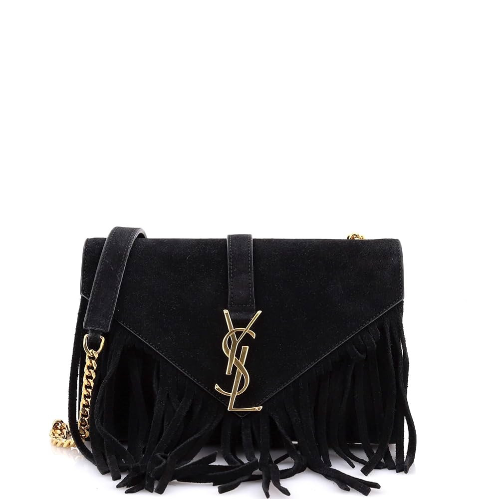 Amazon.com: Saint Laurent, Pre-Loved Classic Monogram Fringe Crossbody Bag Suede Small, Black : L... | Amazon (US)