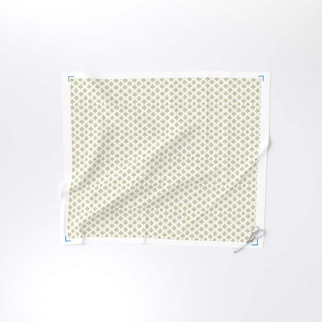 Fabric in Block Print Sprig Moss and Honey | Spoonflower