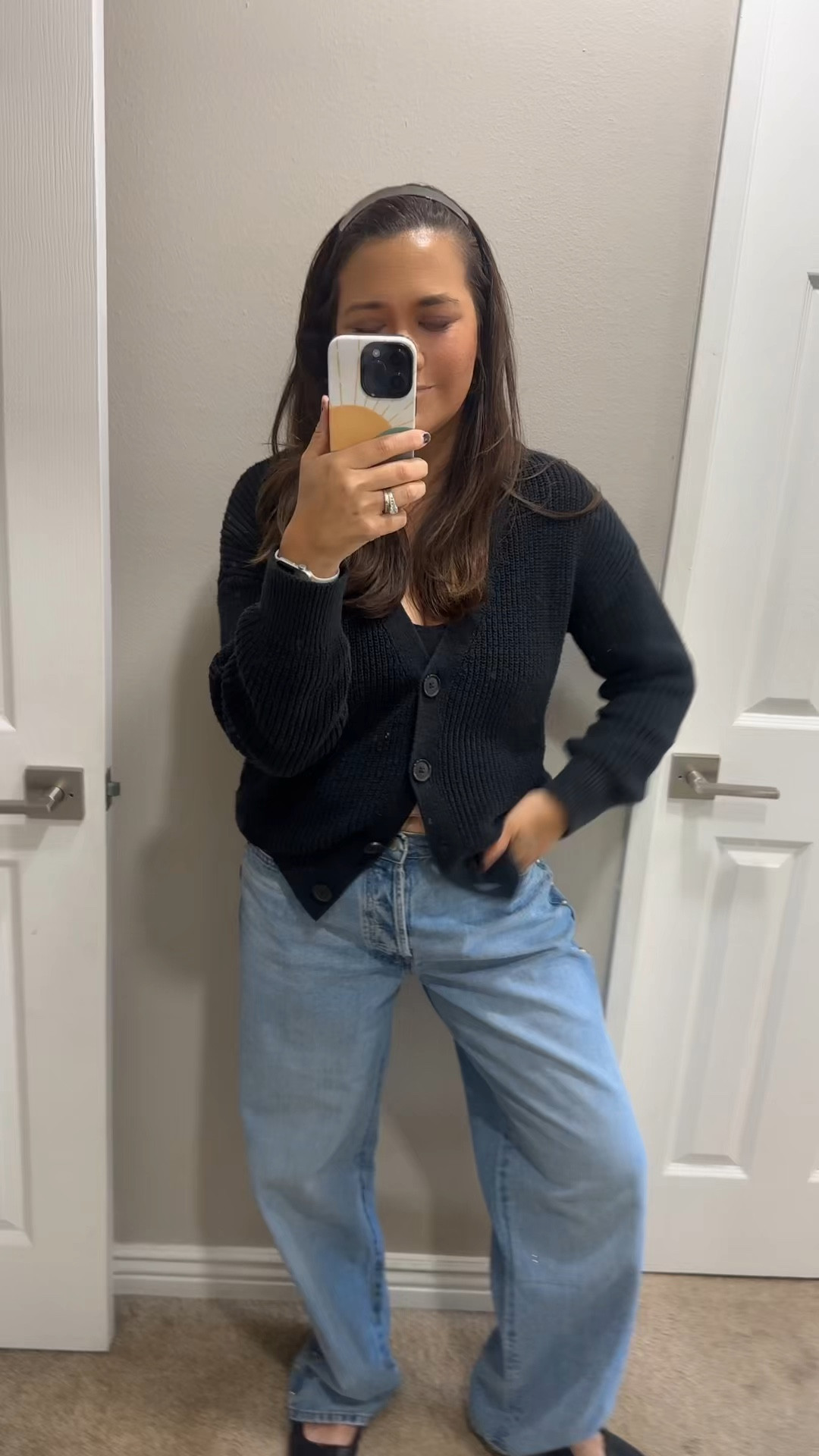 These jeans are so cool and under $40 from Target with studs down the side 

Also wearing 
Kitsch headband 
Old navy sweater 
Sam Edelman many Jane flats 

#LTKFindsUnder50 #LTKShoeCrush #LTKStyleTip