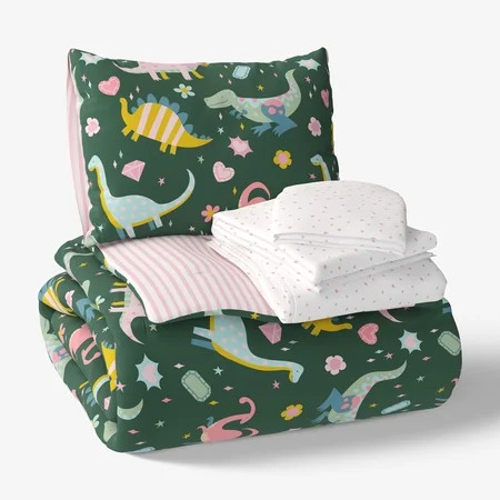 Mainstays Kids Dino Gems Reversible Comforter Set with Sheets, Twin, 5 Pieces | Walmart (US)