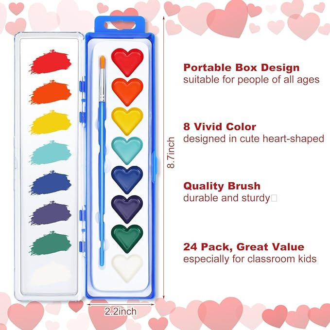 Patelai 48 Sets Valentines Painting Gifts for Kids Valentines Cards with Watercolor Paint Bulk Va... | Amazon (US)