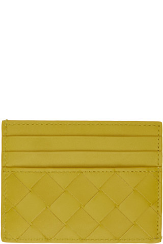 Yellow Intrecciato Card Holder | SSENSE