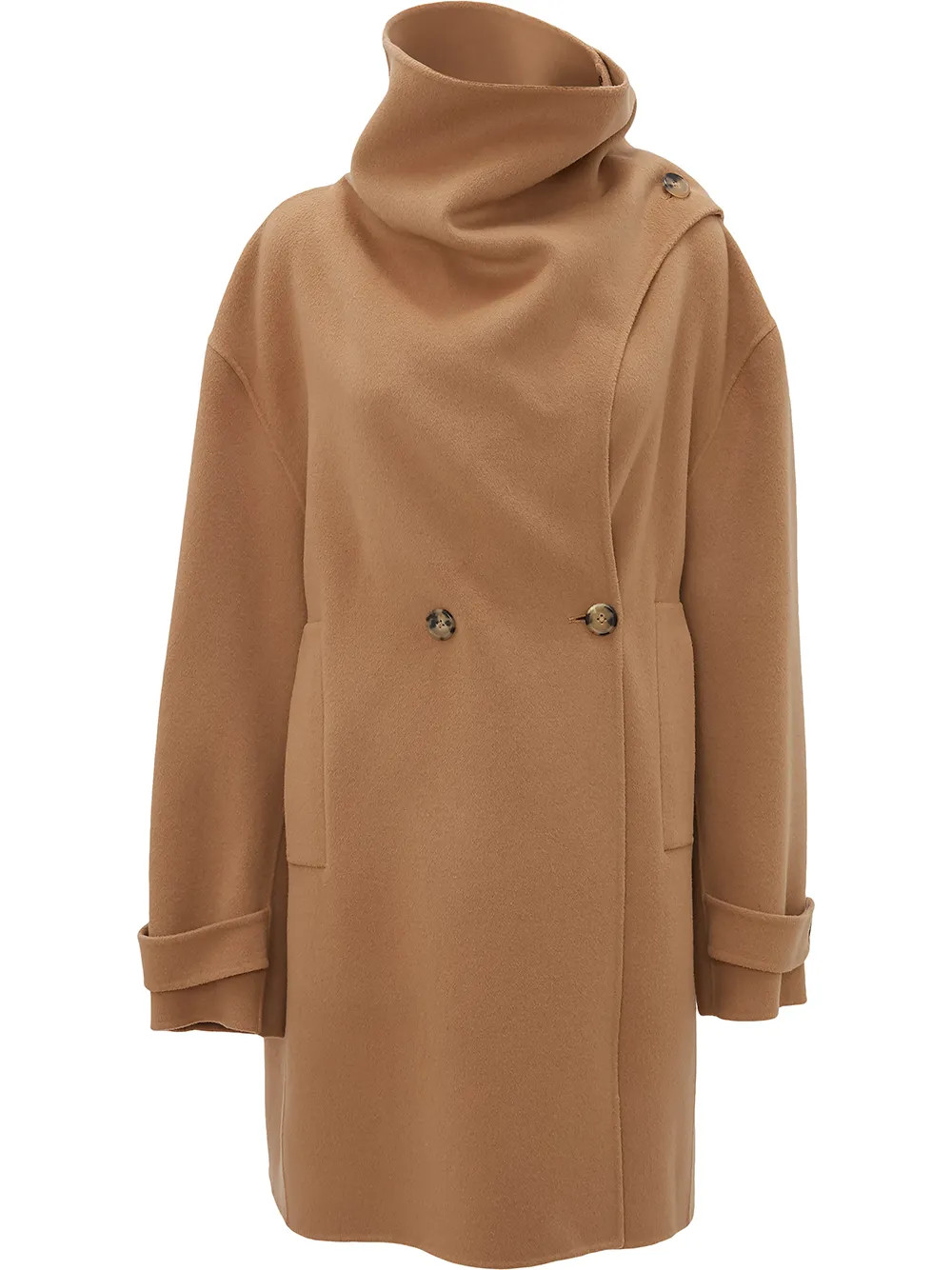 scarf-detail oversized coat | Farfetch Global