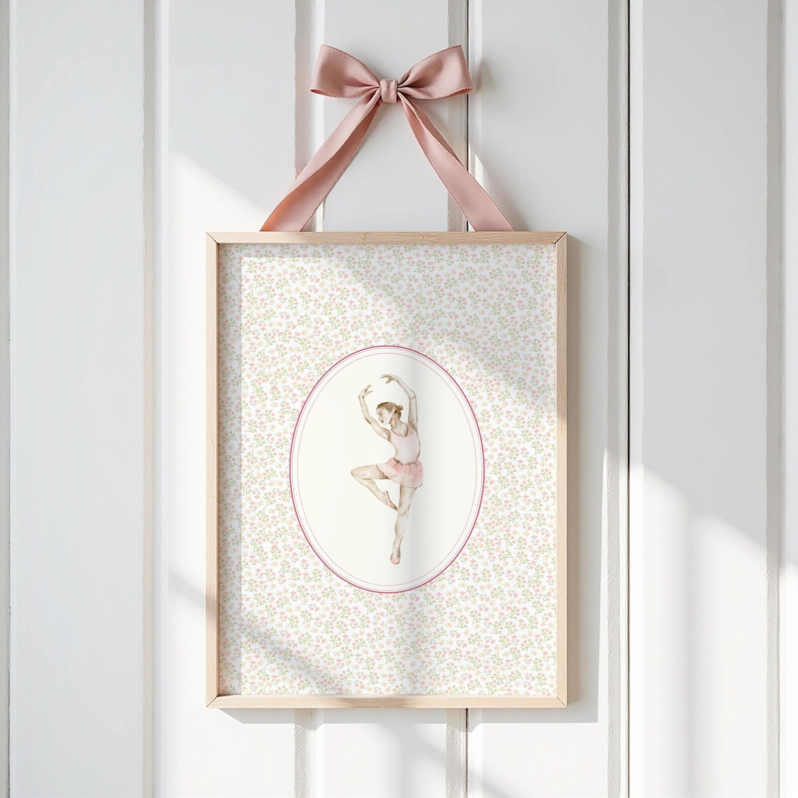 Ballerina and Ballet Shoes Wall Art Set of Two, Floral Pink Girl's Nursery Decor, Elegant Ballet-... | Etsy (US)