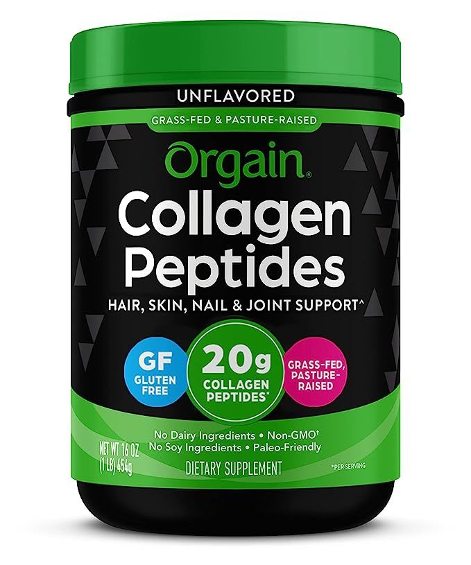 Orgain Hydrolyzed Collagen Powder, 20g Grass Fed Collagen Peptides, Unflavored - Hair, Skin, Nail... | Amazon (US)