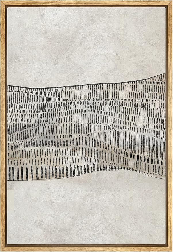 IDEA4WALL Framed Canvas Print Wall Art Grunge Pastel Black Tan Geometric Waves Abstract Shapes Il... | Amazon (US)