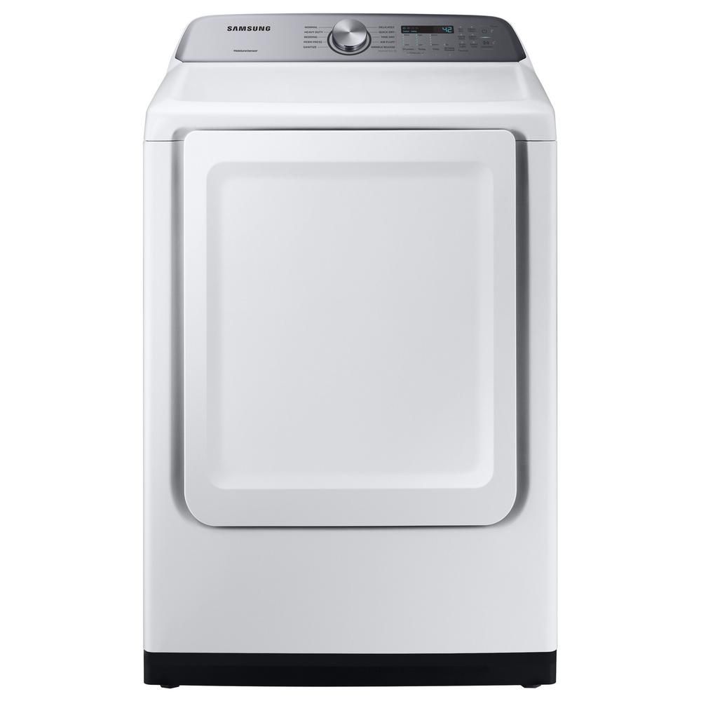 Samsung 7.4 cu. ft. White Electric Dryer with Sensor Dry-DVE50R5200W - The Home Depot | The Home Depot