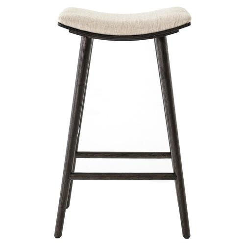 Shiela Modern Beige Canvas Upholstered Seat Black Wood Leg Bar Stool | Kathy Kuo Home