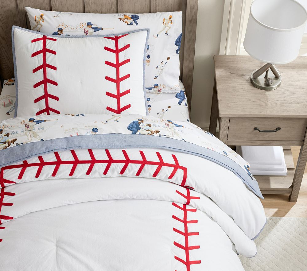 Baseball Stitch Comforter &amp; Shams | Pottery Barn Kids