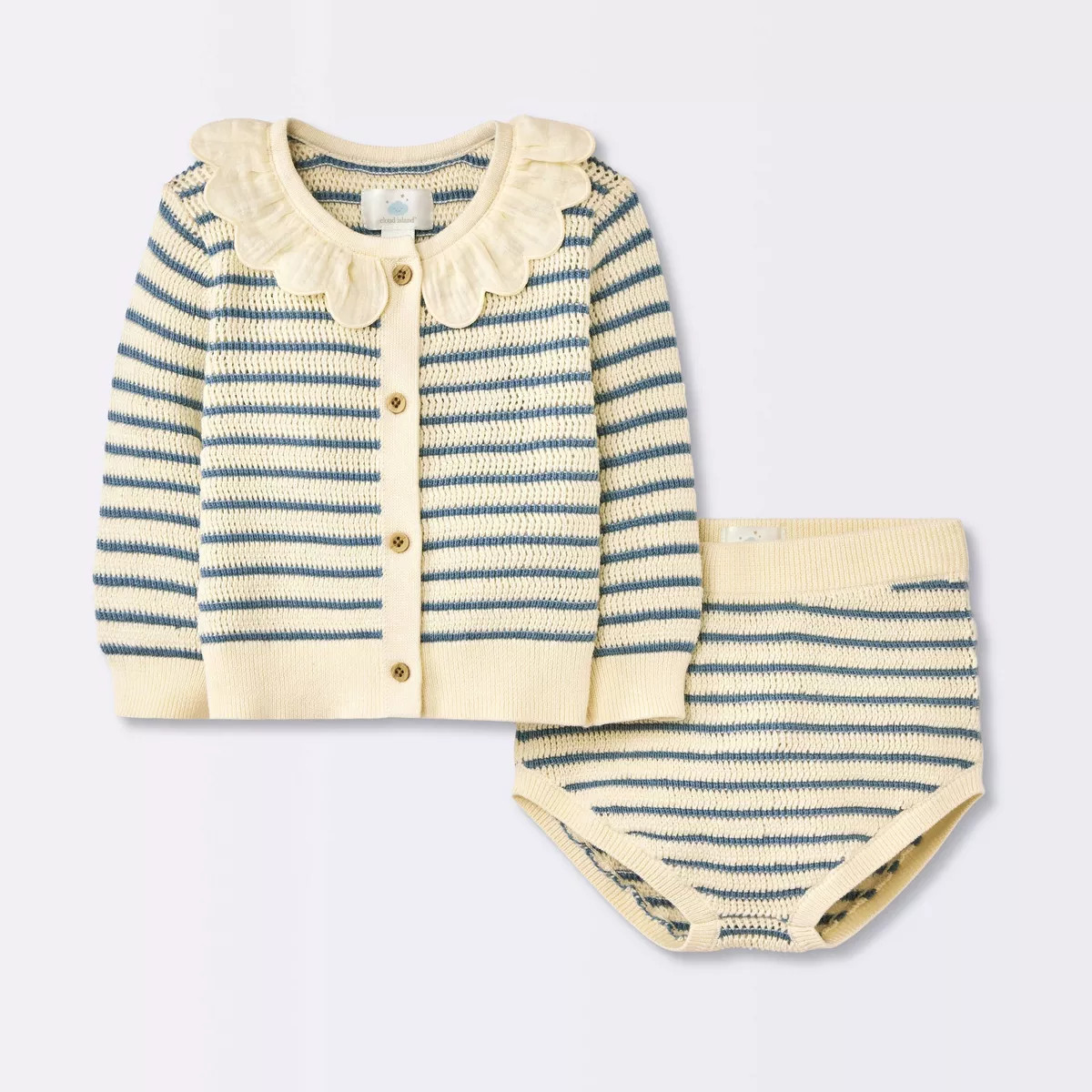 Baby Girls' 2pc Striped Peter Pan Collared Sweater Set - Cloud Island™ Blue | Target