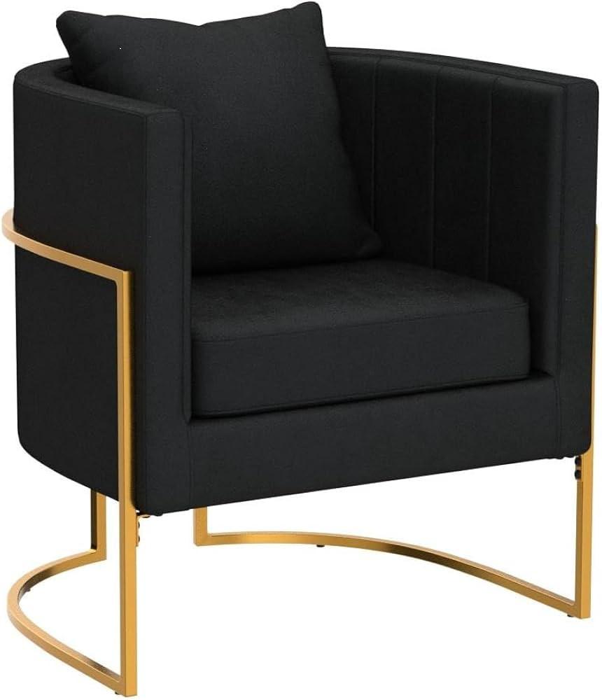 Velvet Modern Accent Chairs Set of 2, Upholstered Barrel Armchair Mid Century with Pillow for Liv... | Amazon (US)