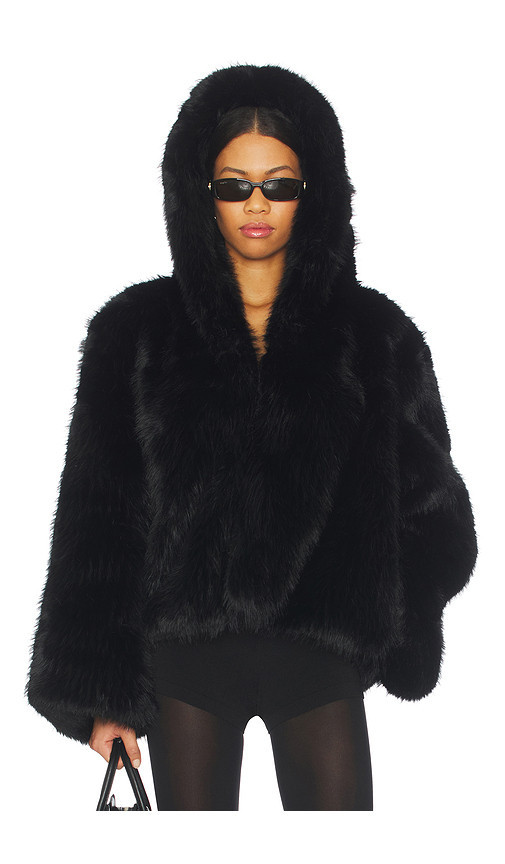 Jaded London Mara Oversized Hood Faux Fur Jacket in Black. Size M/L. Also in S/M. | Revolve Clothing (Global)