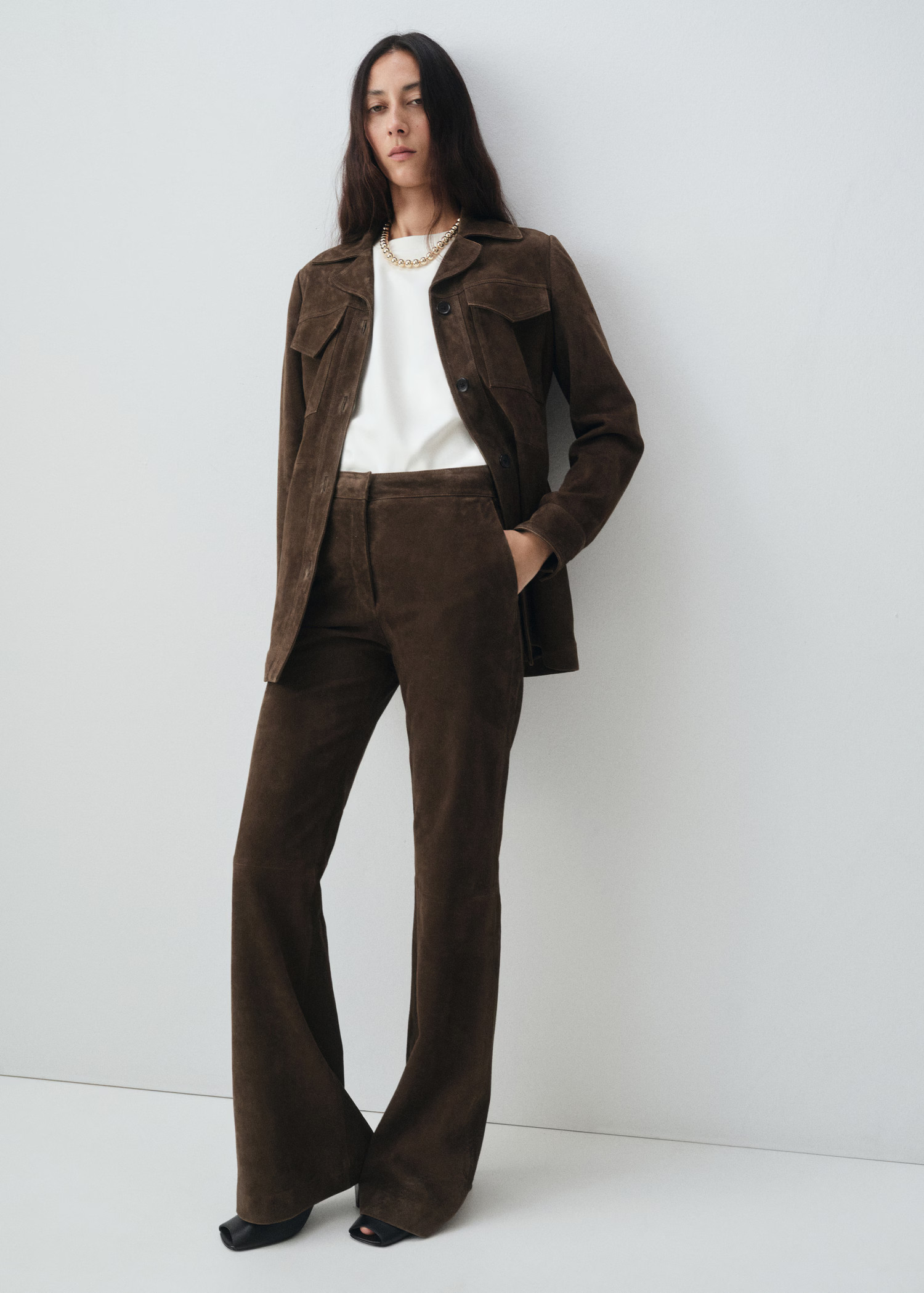 100% suede flared pants | Mango (US/MX/AU)