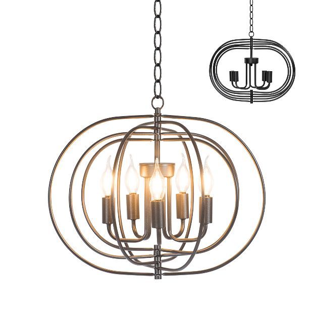 16'' 5-Light Metal Pendant Chandelier w/ Iron Chain Pivoting Interlocking Rings | Target