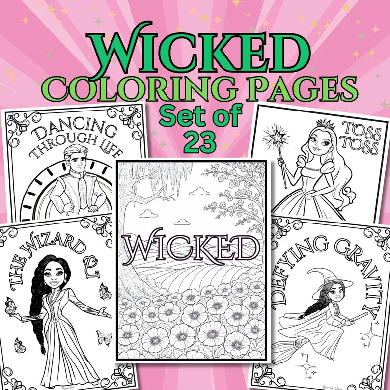 Coloring Pages Wicked Birthday Party Activity Party Favor, Printable Digital Download, Oz Color S... | Etsy (US)