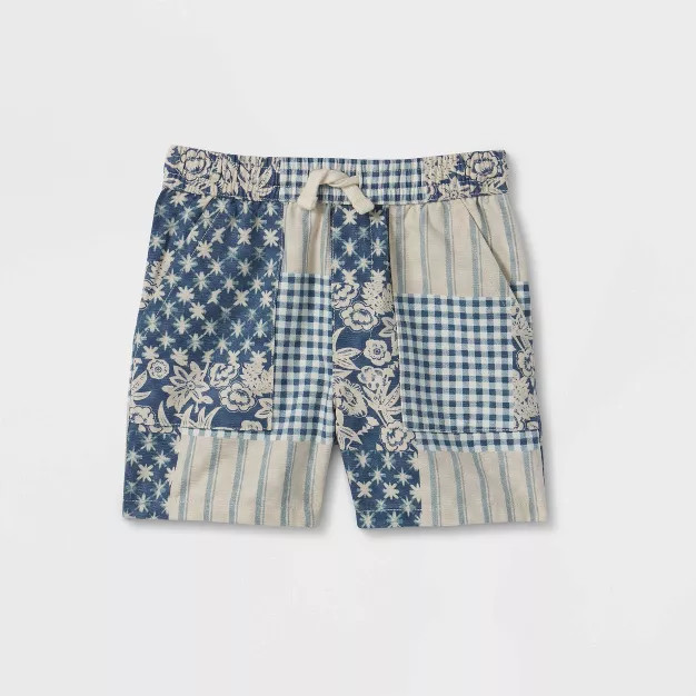 Toddler Patchwork Pull-On Shorts - Cat & Jack™ Blue | Target
