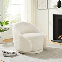Swivel Barrel Chair, Upholstered Modern Round Accent Arm Chairs, 360° Swivel Single Sofa Armchai... | Amazon (US)