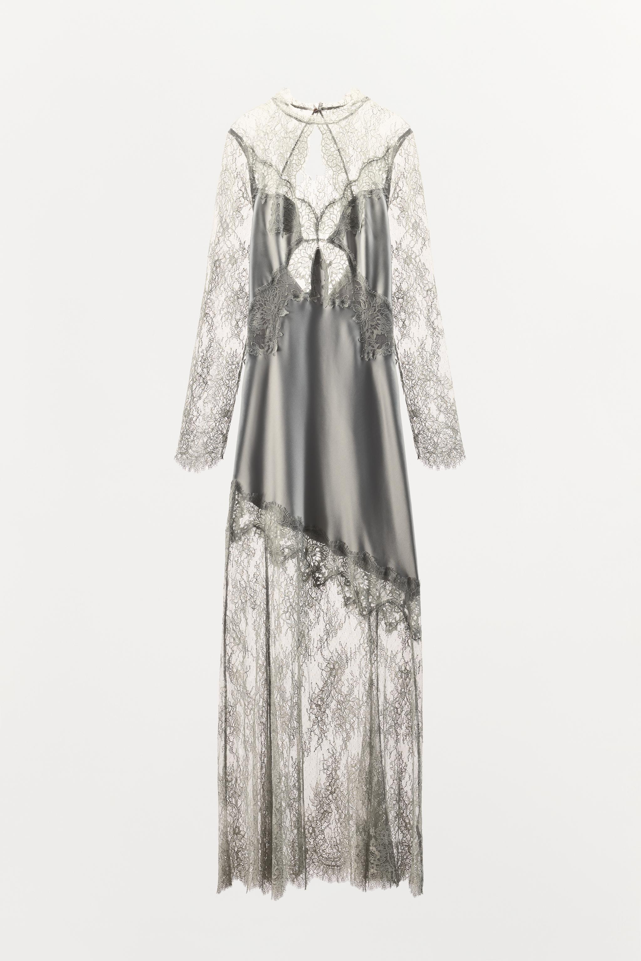 ZW COLLECTION SATIN EFFECT LACE DRESS | Zara US