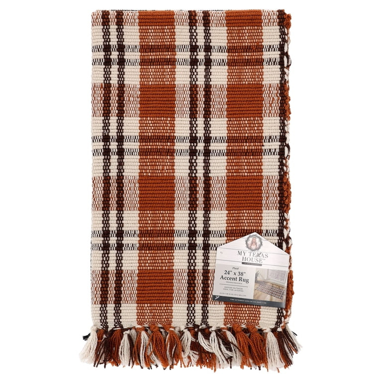 My Texas House Fall Taupe Plaid Indoor/Outdoor Layering Rug, 24" x 38" | Walmart (US)